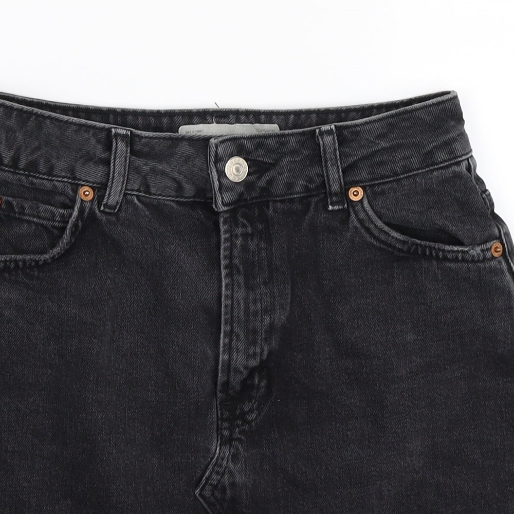 Topshop Womens Black  Denim Mini Skirt Size 8