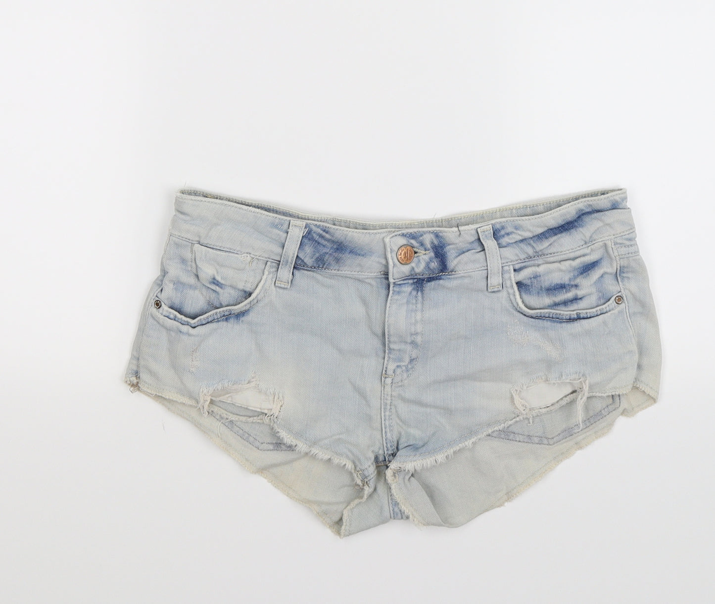 Zara Womens Blue  Denim Hot Pants Shorts Size 8