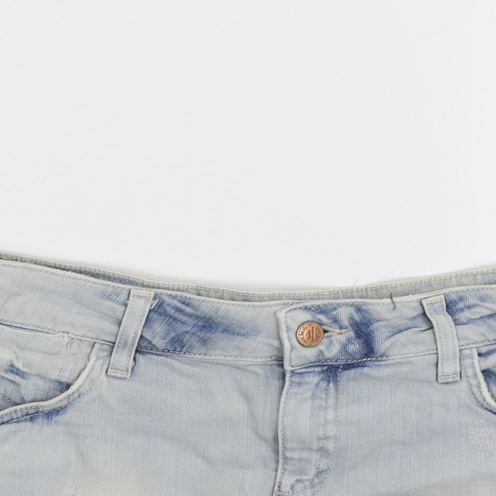 Zara Womens Blue  Denim Hot Pants Shorts Size 8