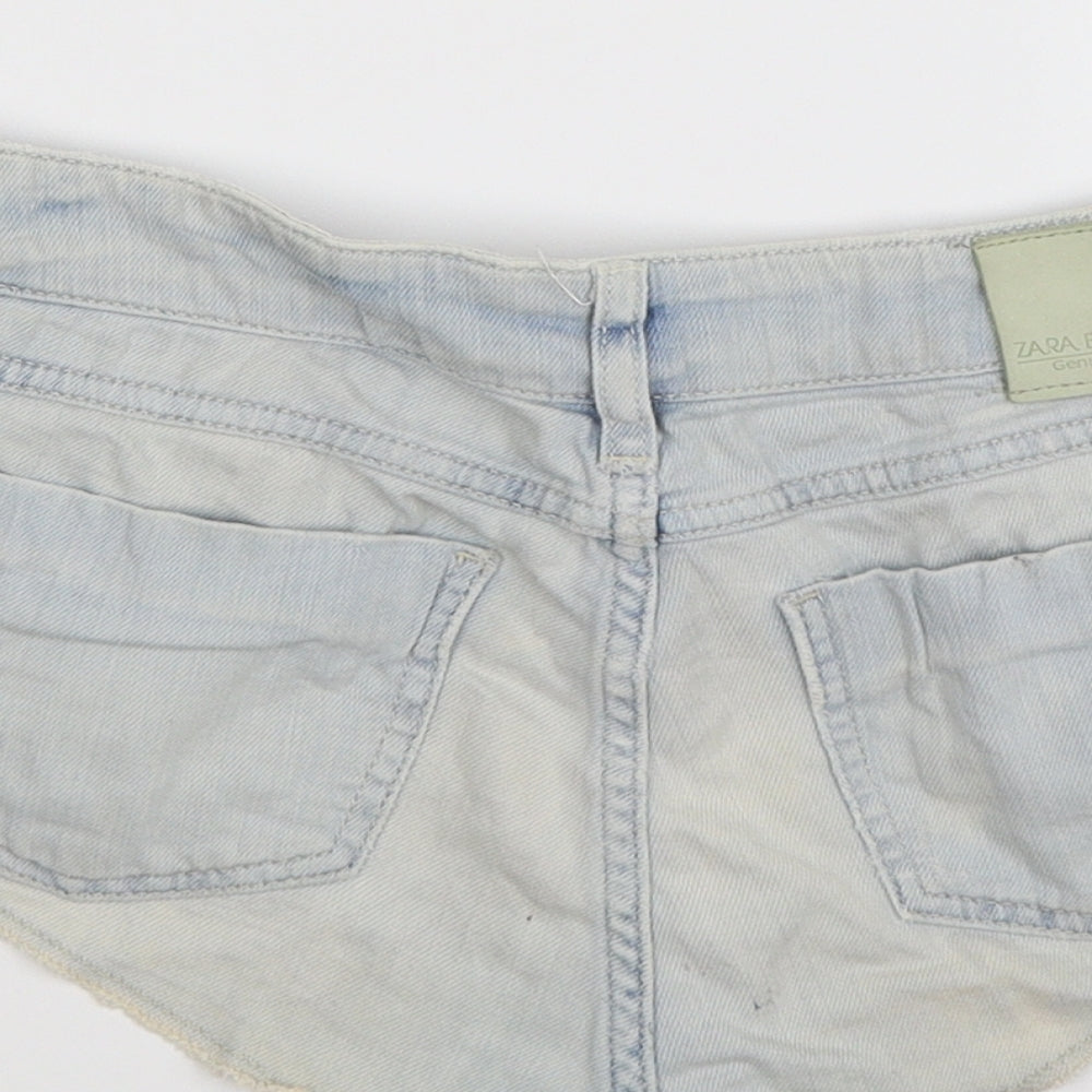 Zara Womens Blue  Denim Hot Pants Shorts Size 8