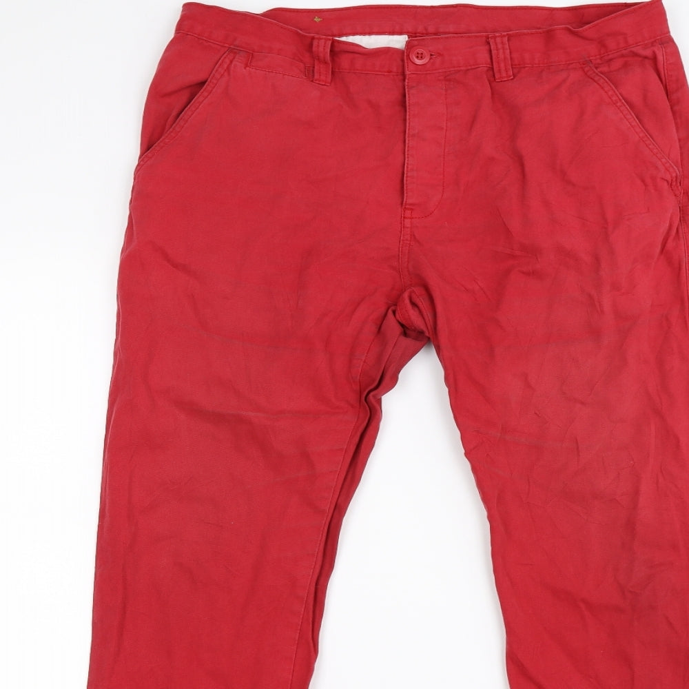 denim co Mens Red  Denim Chino Trousers Size 34 L32 in