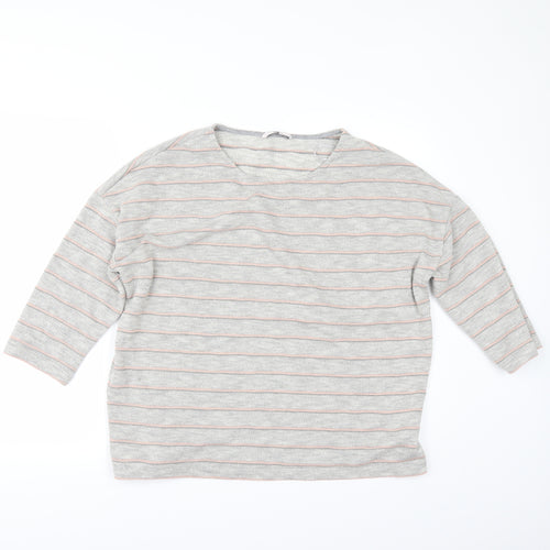 TU Womens Grey Striped  Pullover Jumper Size 16