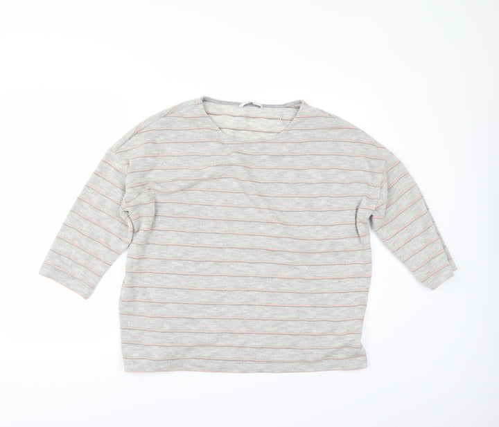 TU Womens Grey Striped  Pullover Jumper Size 16