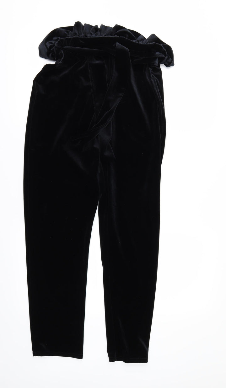 PRETTYLITTLETHING Womens Black Trousers Size 12 L25 in