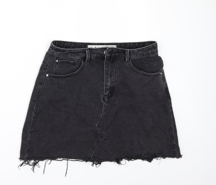 Denim & Co. Womens Black  Denim Mini Skirt Size 10