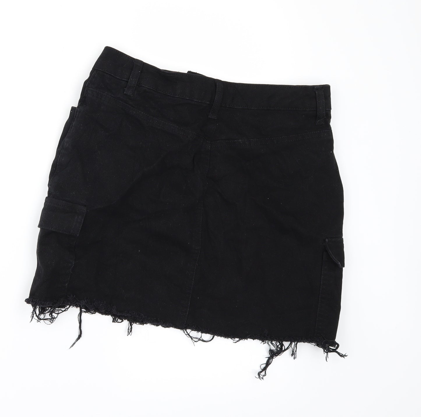 Denim & Co. Womens Black  Denim Mini Skirt Size 12  - Side Pockets