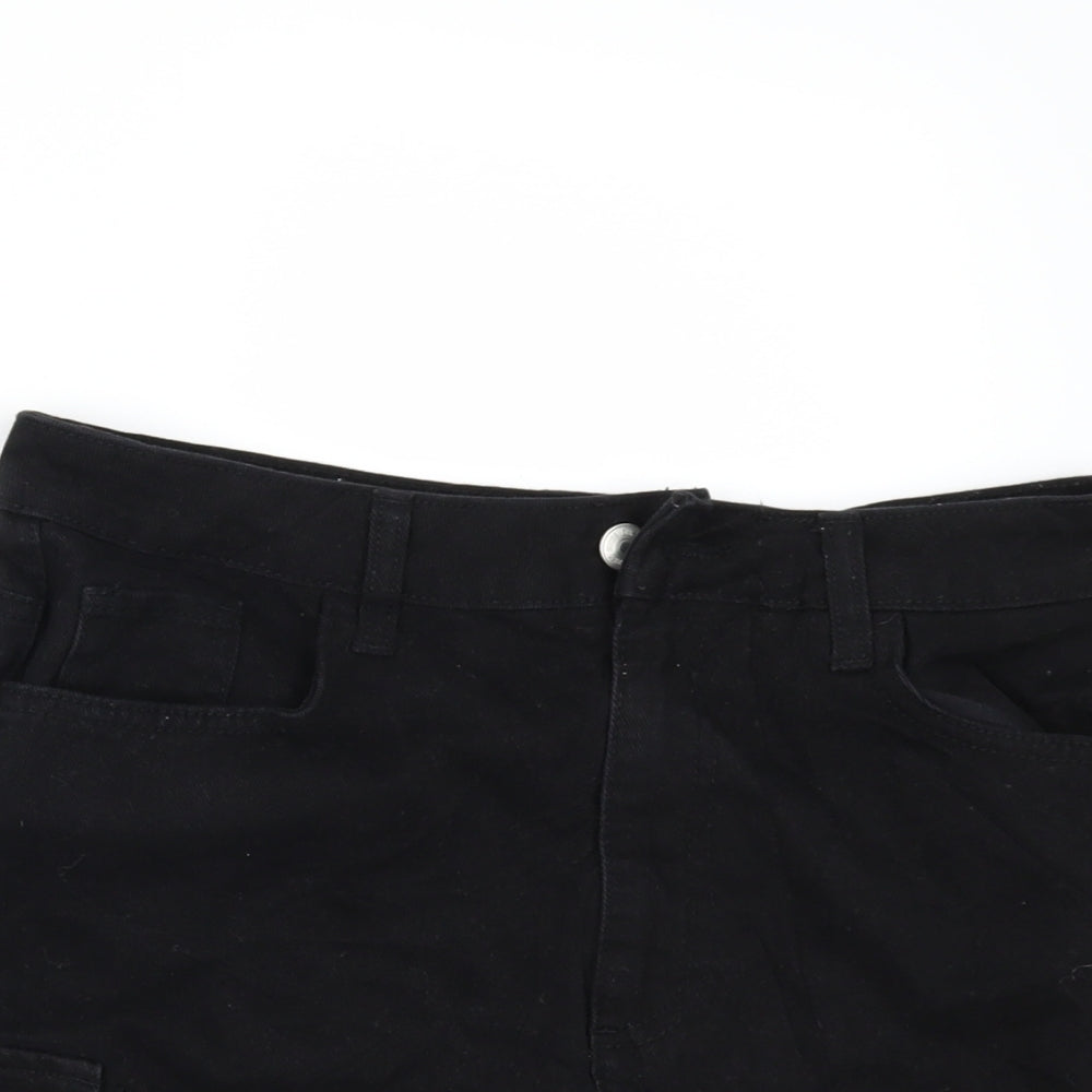Denim & Co. Womens Black  Denim Mini Skirt Size 12  - Side Pockets