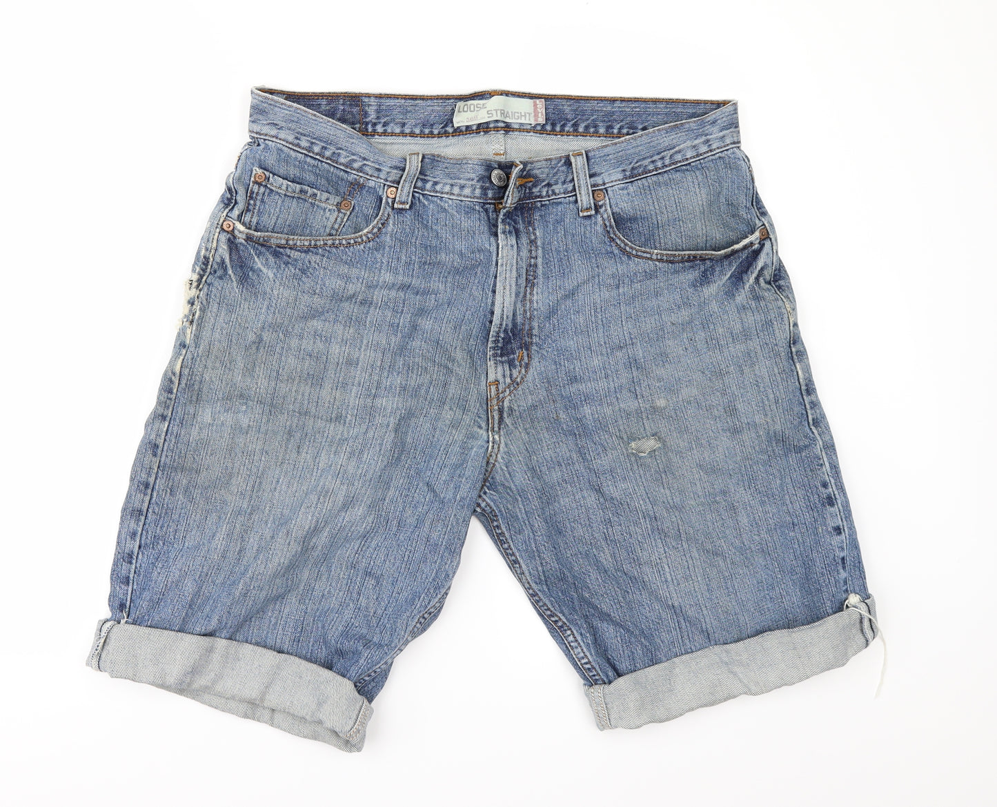 Levi's Mens Blue  Denim Cargo Shorts Size 34 - Customised Cropped
