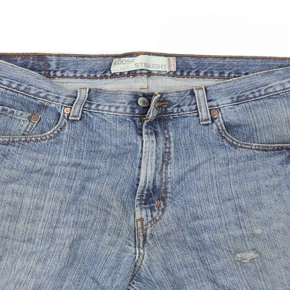 Levi's Mens Blue  Denim Cargo Shorts Size 34 - Customised Cropped