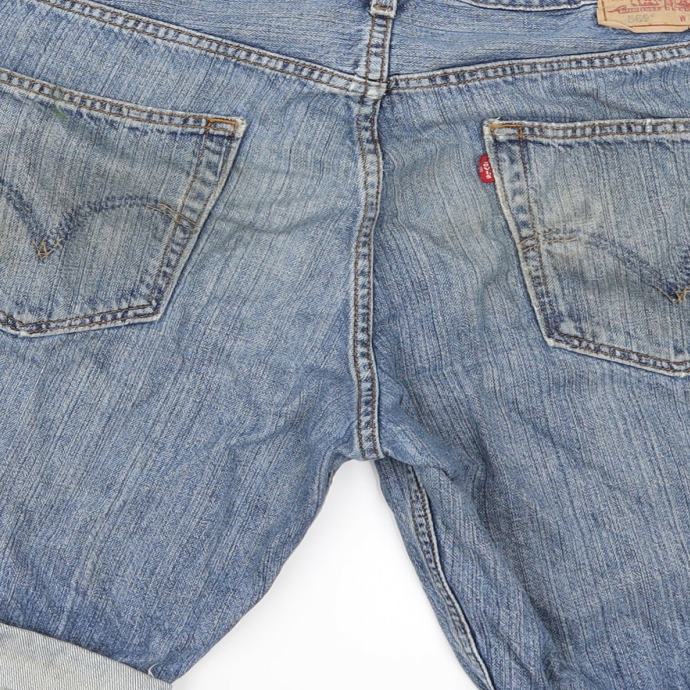 Levi's Mens Blue  Denim Cargo Shorts Size 34 - Customised Cropped