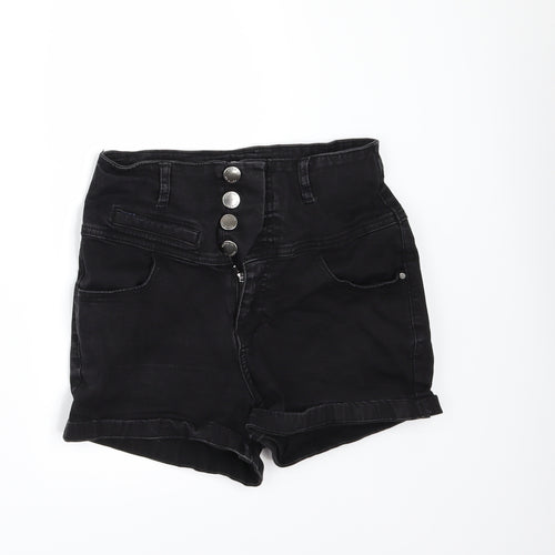 Denim & Co. Womens Black  Denim Hot Pants Shorts Size 10