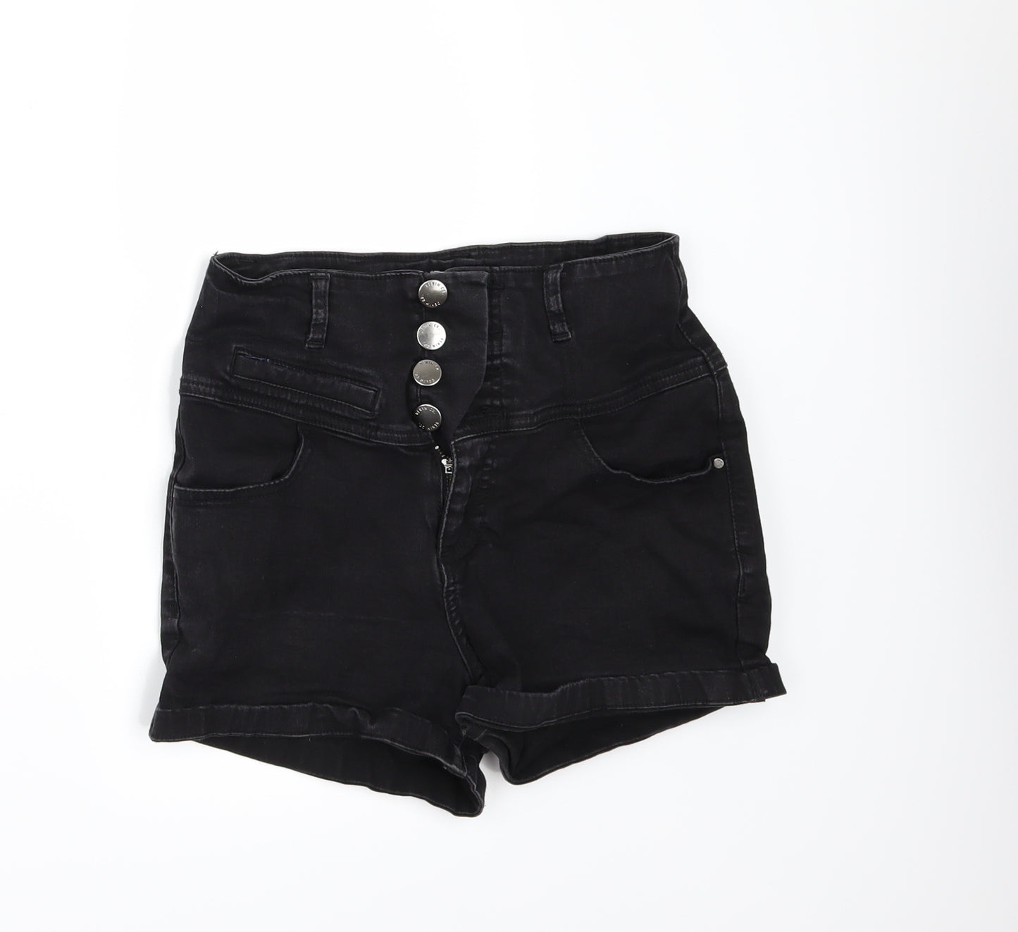 Denim & Co. Womens Black  Denim Hot Pants Shorts Size 10