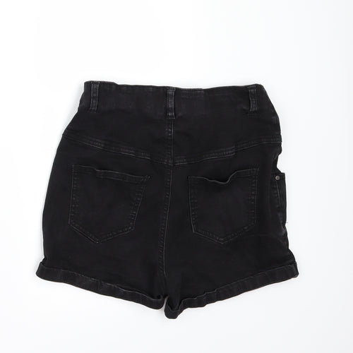 Denim & Co. Womens Black  Denim Hot Pants Shorts Size 10