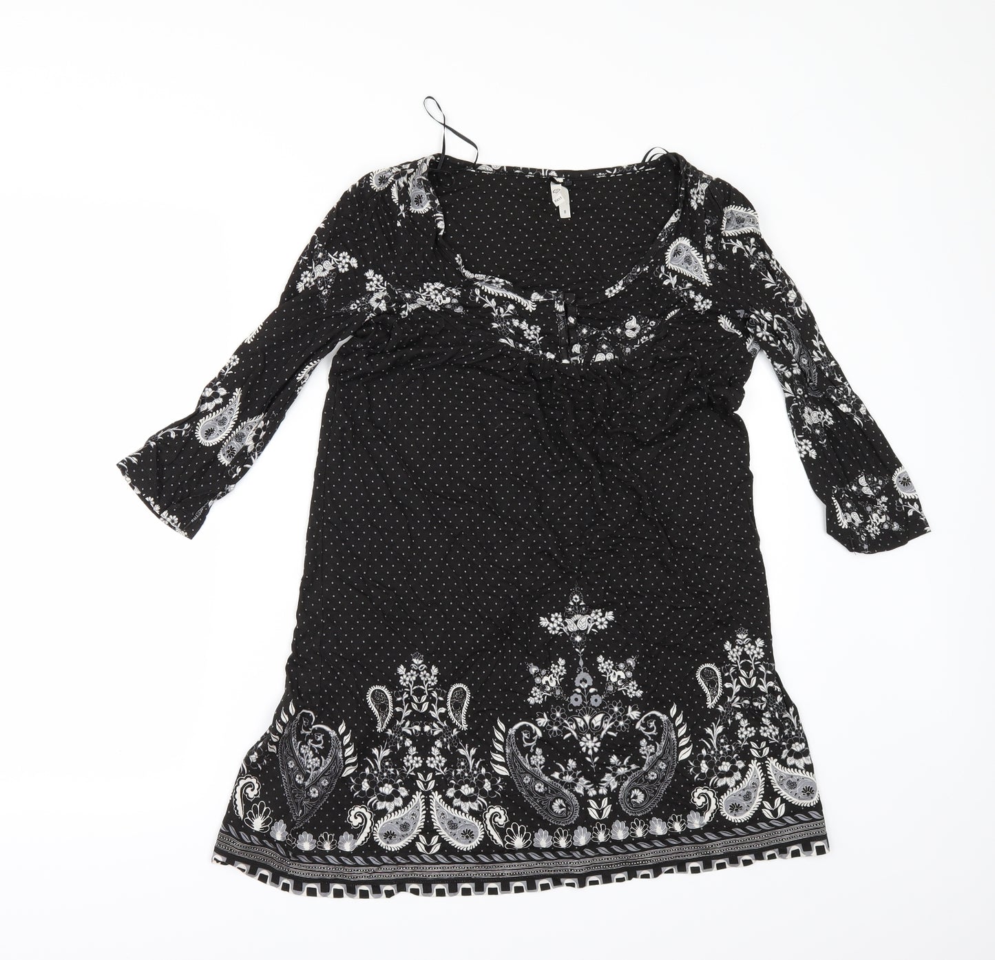 NEXT Womens Black Floral  T-Shirt Dress  Size 8