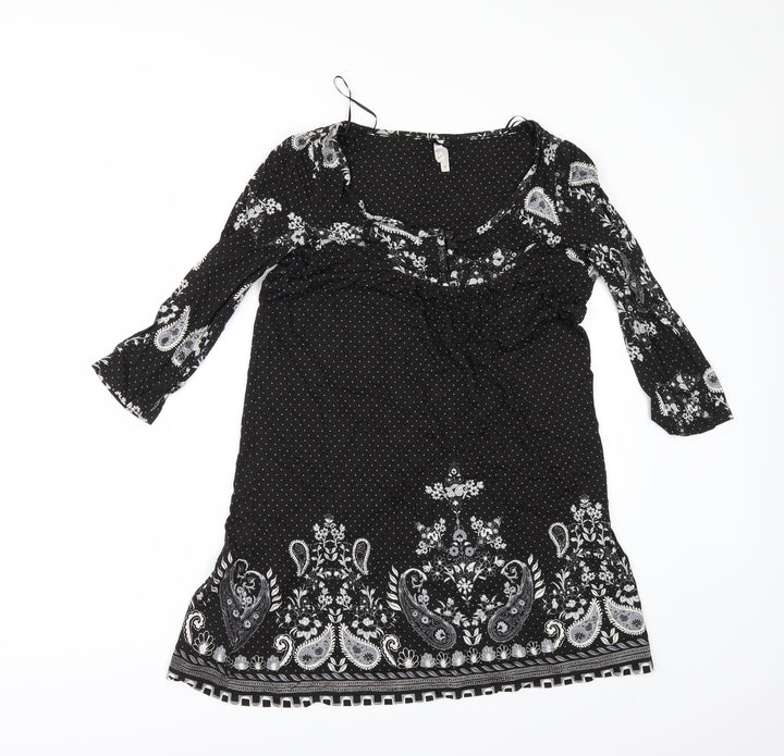NEXT Womens Black Floral  T-Shirt Dress  Size 8