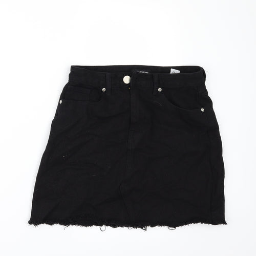 PRETTYLITTLETHING Womens Black  Denim Mini Skirt Size 8