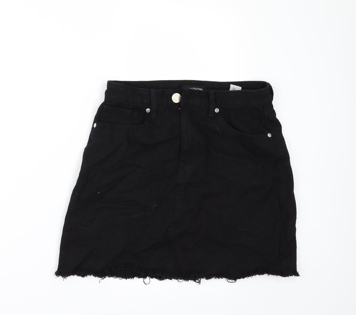 PRETTYLITTLETHING Womens Black Denim Mini Skirt Size 8