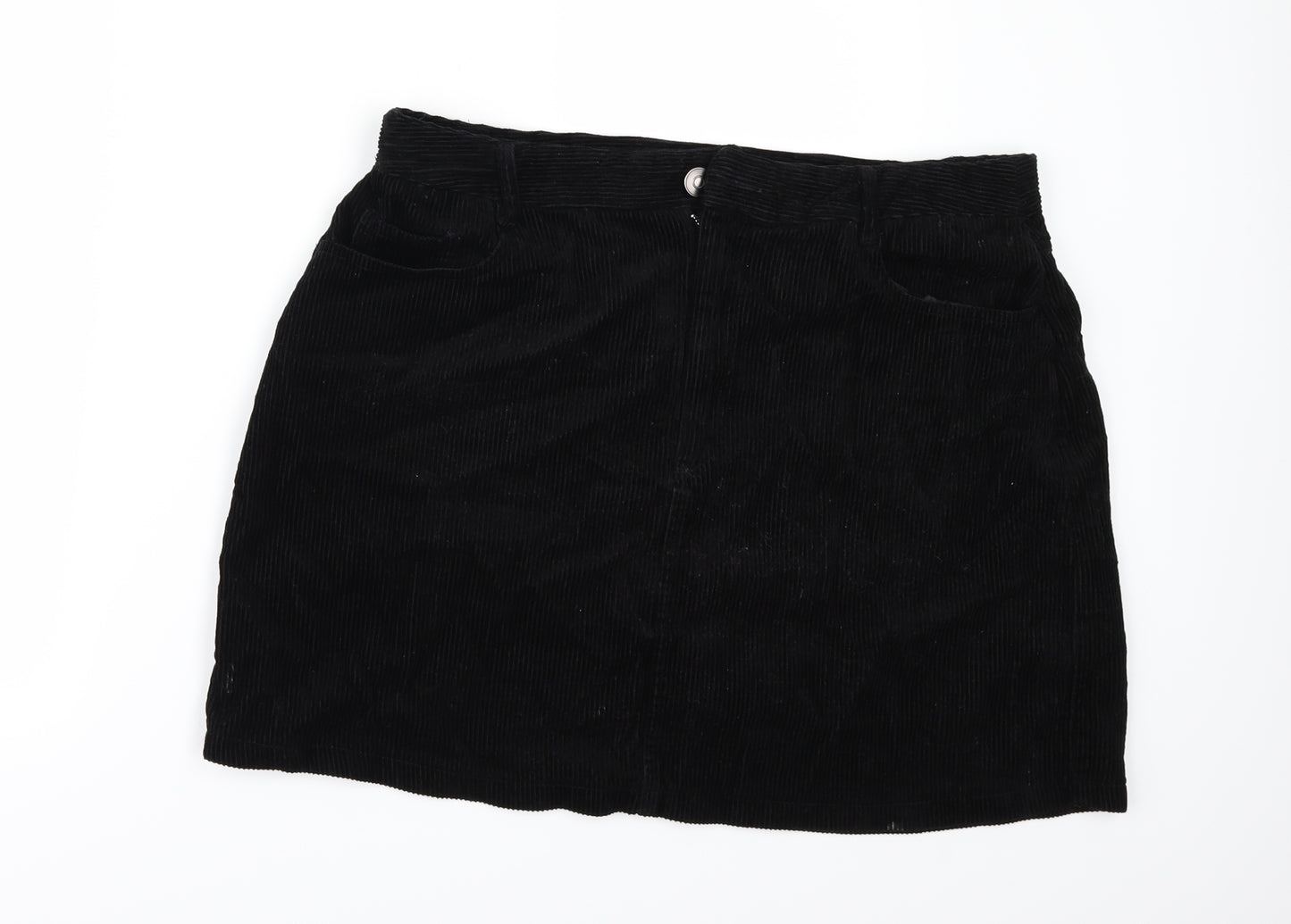 New Look Womens Black  Corduroy Mini Skirt Size 8