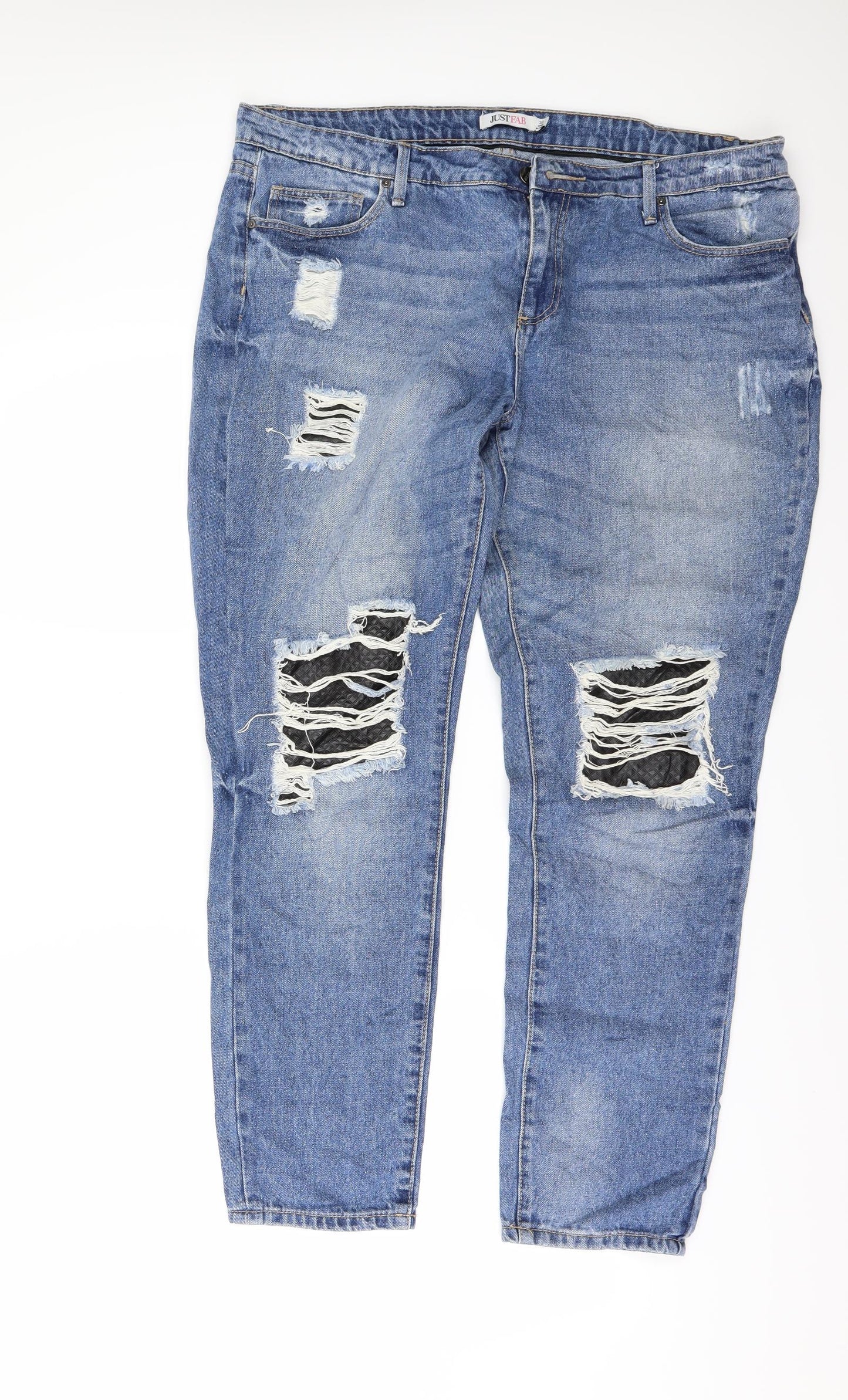 JustFab Womens Blue  Denim Boyfriend Jeans Size 38 L29 in