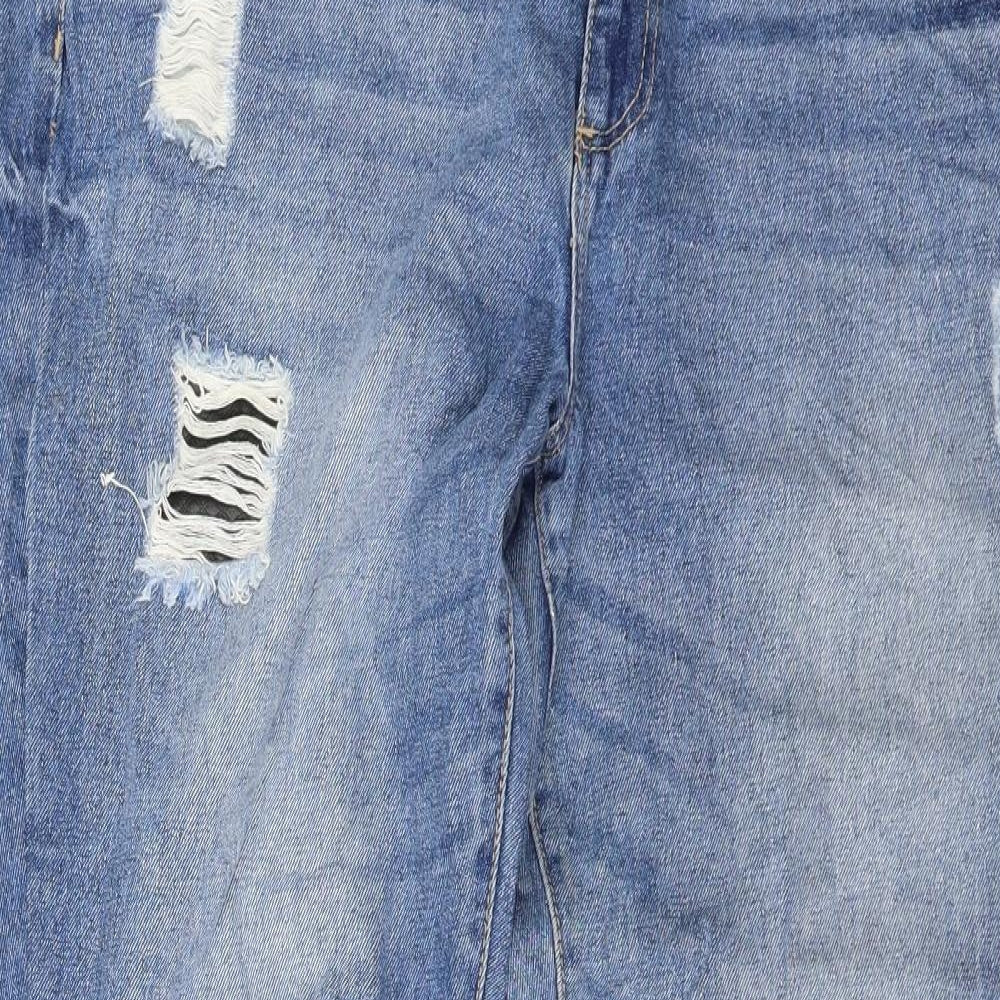 JustFab Womens Blue  Denim Boyfriend Jeans Size 38 L29 in