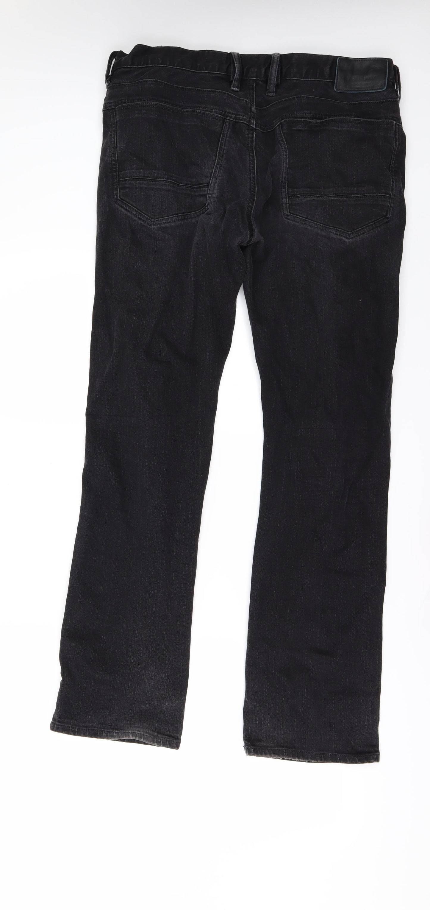 River Island Mens Black  Denim Straight Jeans Size 34 L30 in