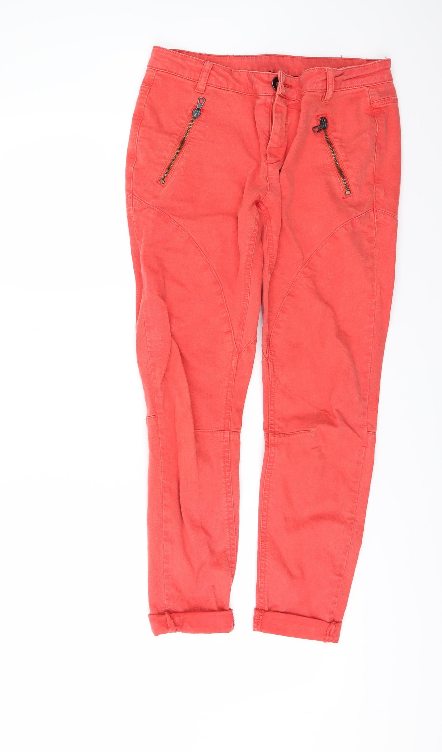 Topshop Womens Orange  Denim Cropped Jeans Size 10 L24 in