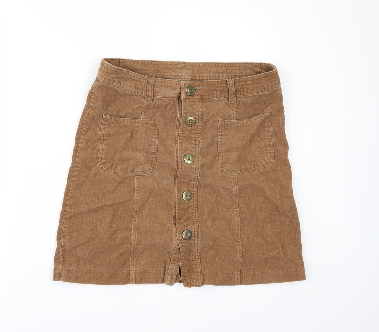 Denim & Co. Womens Beige  Corduroy Mini Skirt Size 12