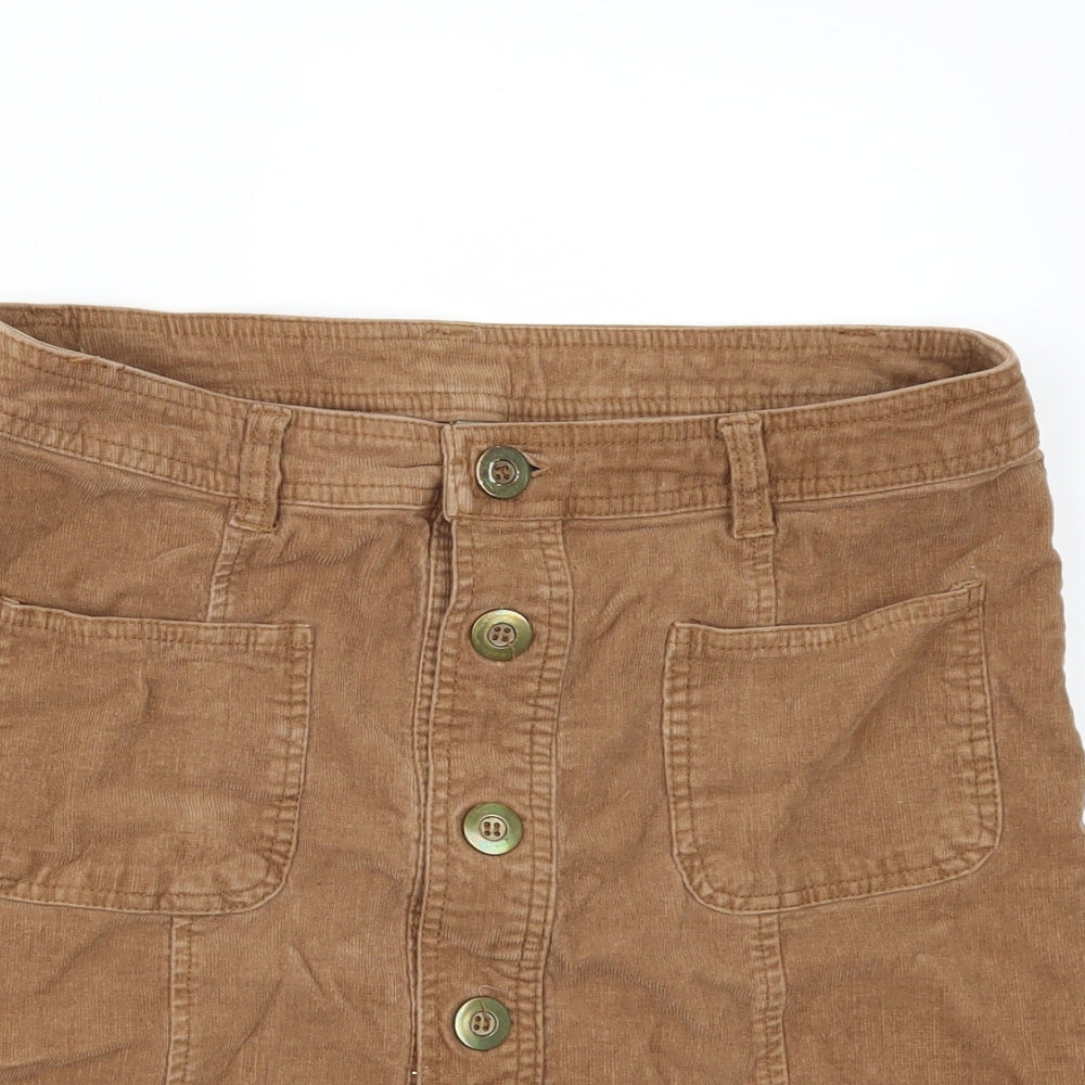Denim & Co. Womens Beige  Corduroy Mini Skirt Size 12