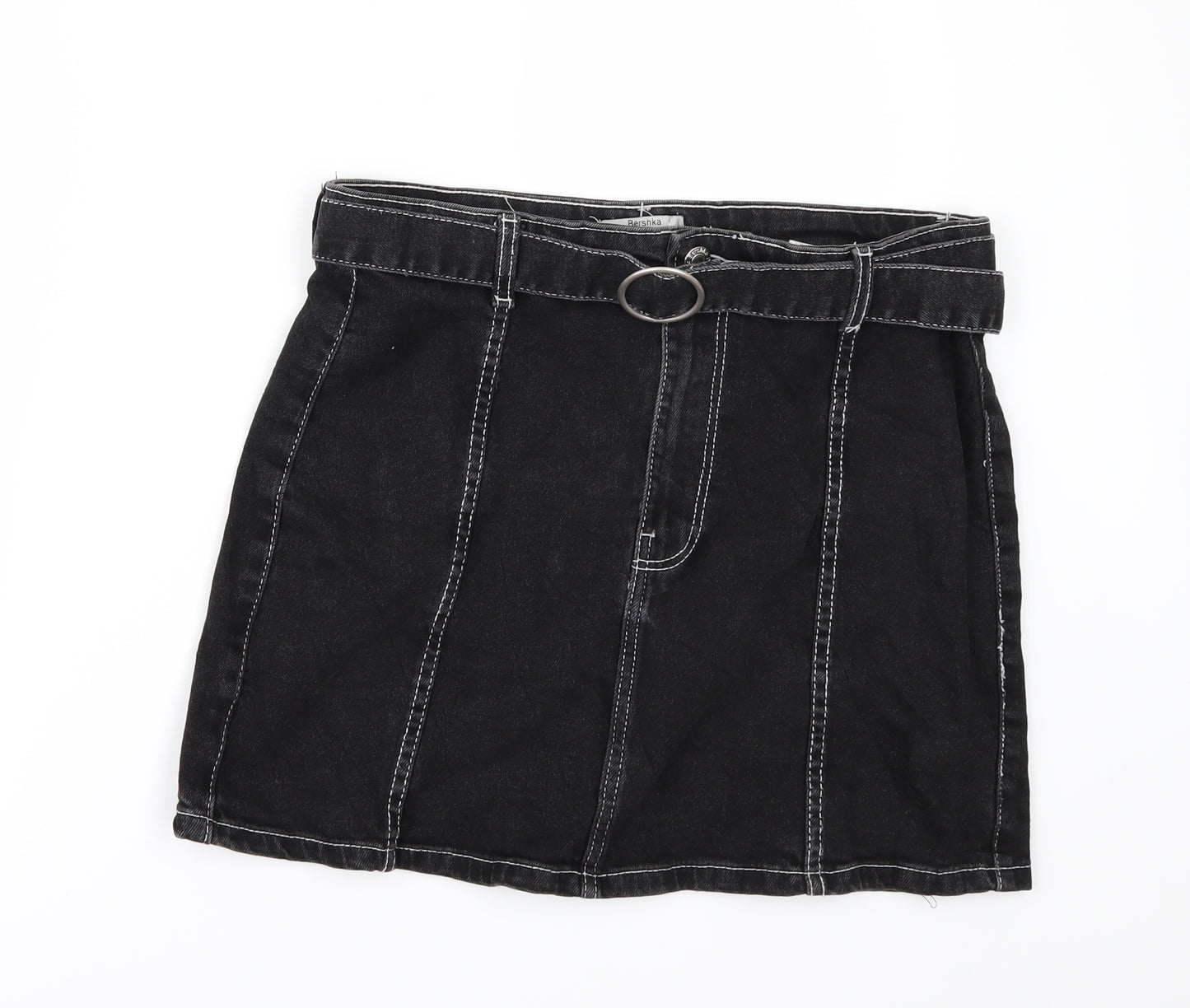Bershka Womens Black  Denim Mini Skirt Size 12