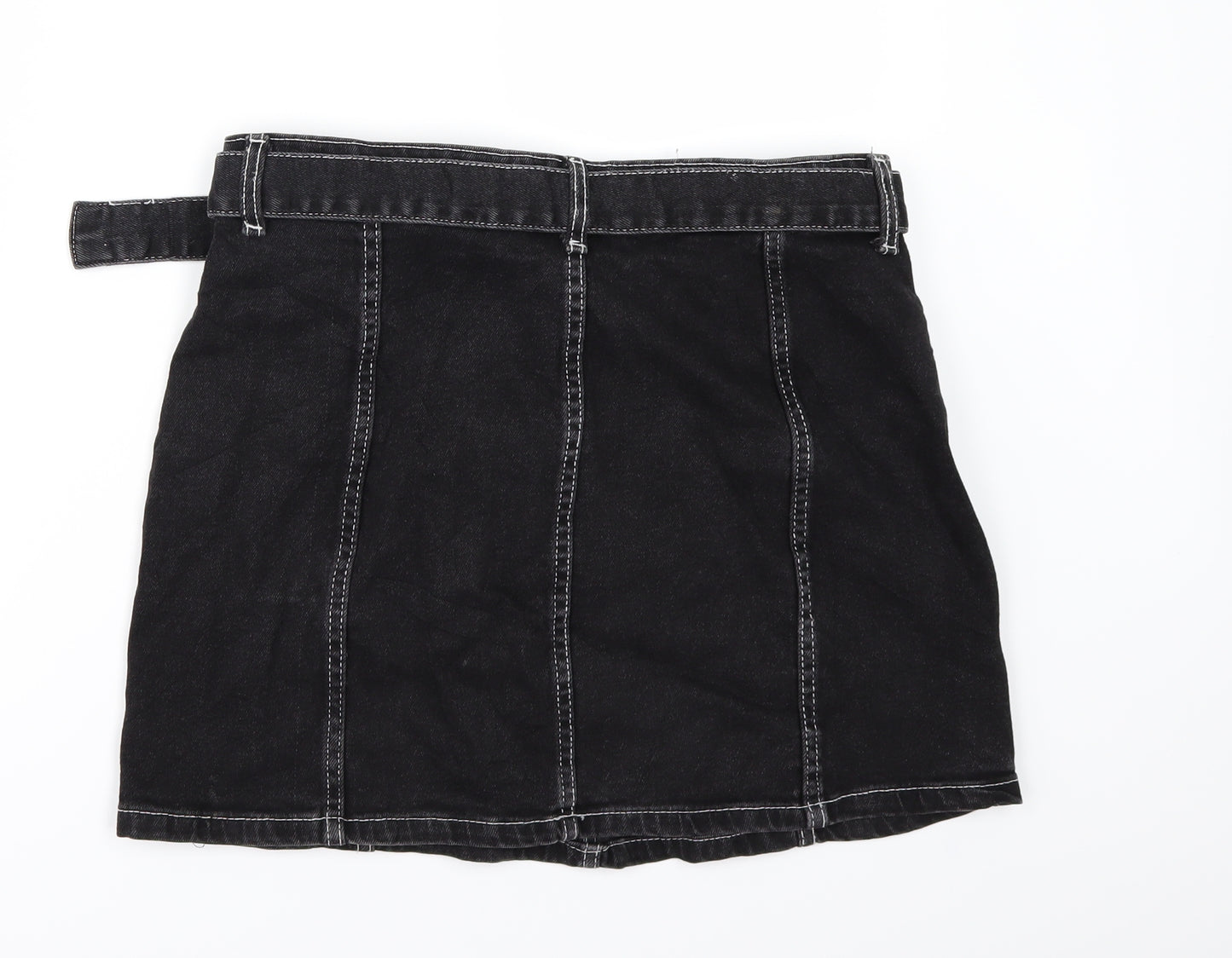 Bershka Womens Black  Denim Mini Skirt Size 12