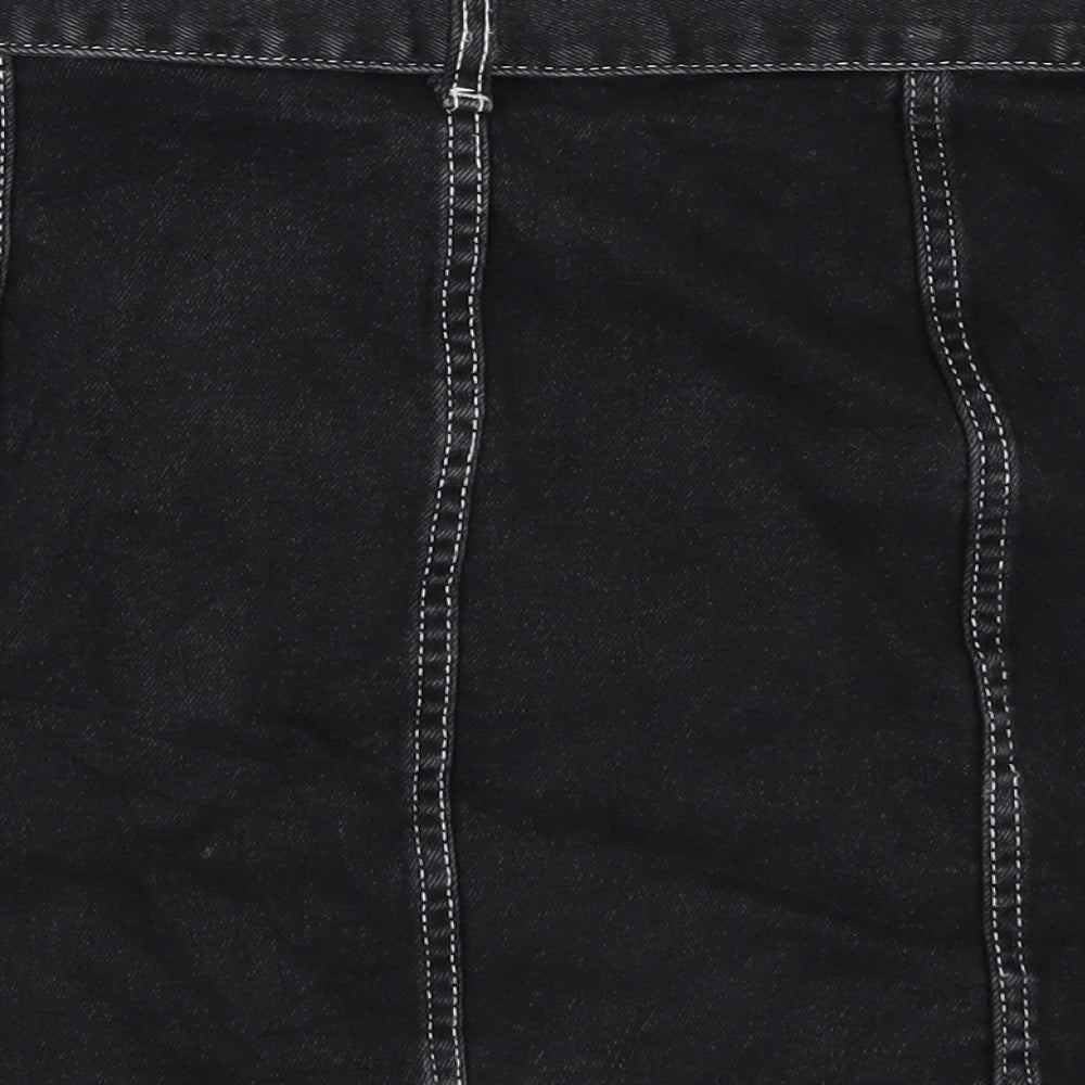Bershka Womens Black  Denim Mini Skirt Size 12