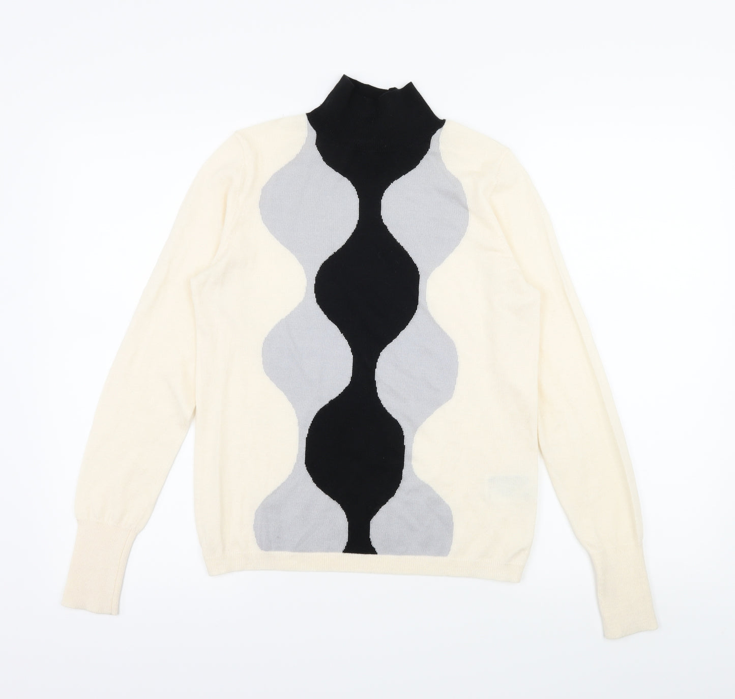 Uniqlo Womens Ivory Geometric Knit Pullover Jumper Size S
