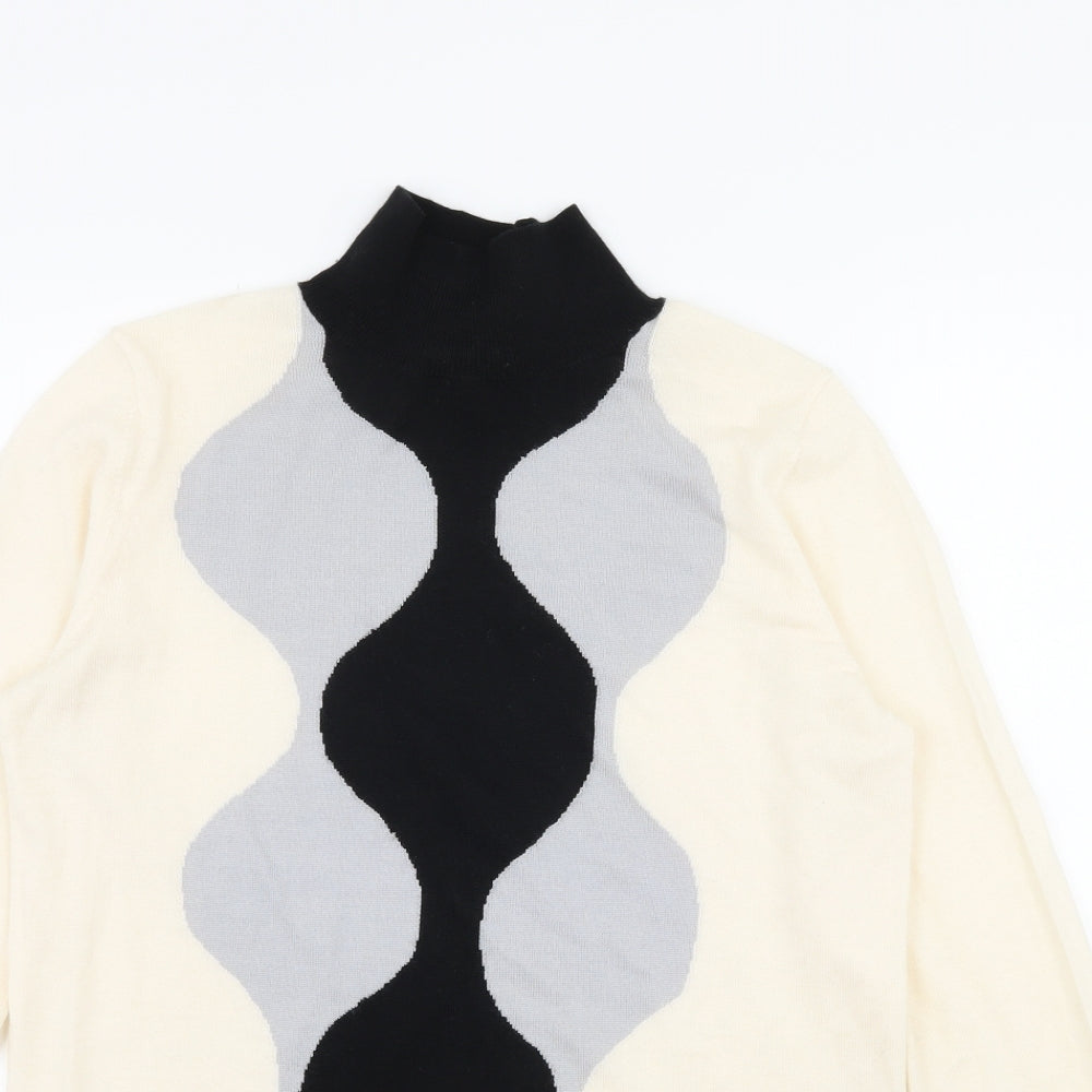 Uniqlo Womens Ivory Geometric Knit Pullover Jumper Size S