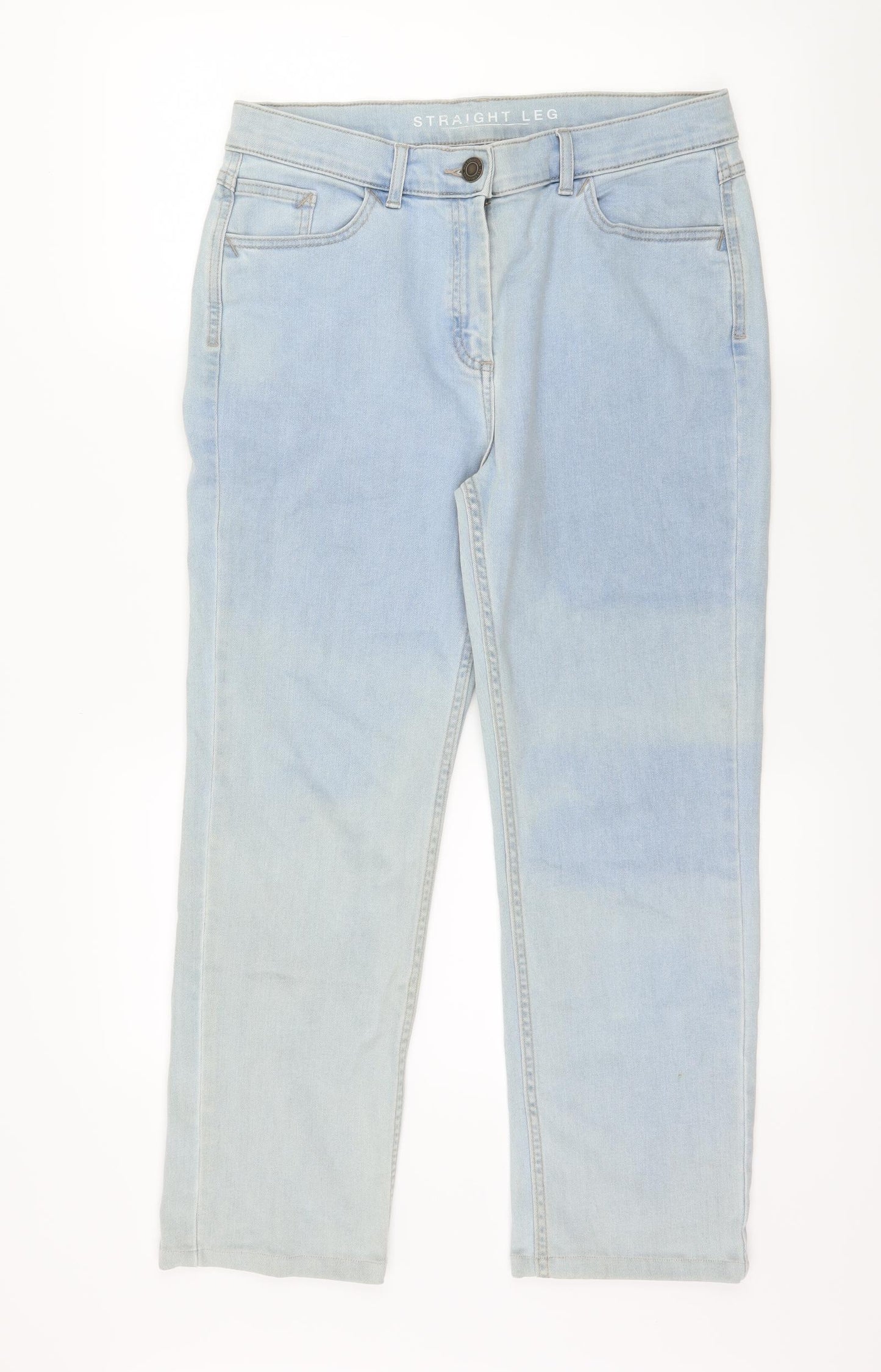 Marks and Spencer Womens Blue  Denim Straight Jeans Size 12 L25 in - Washed Out