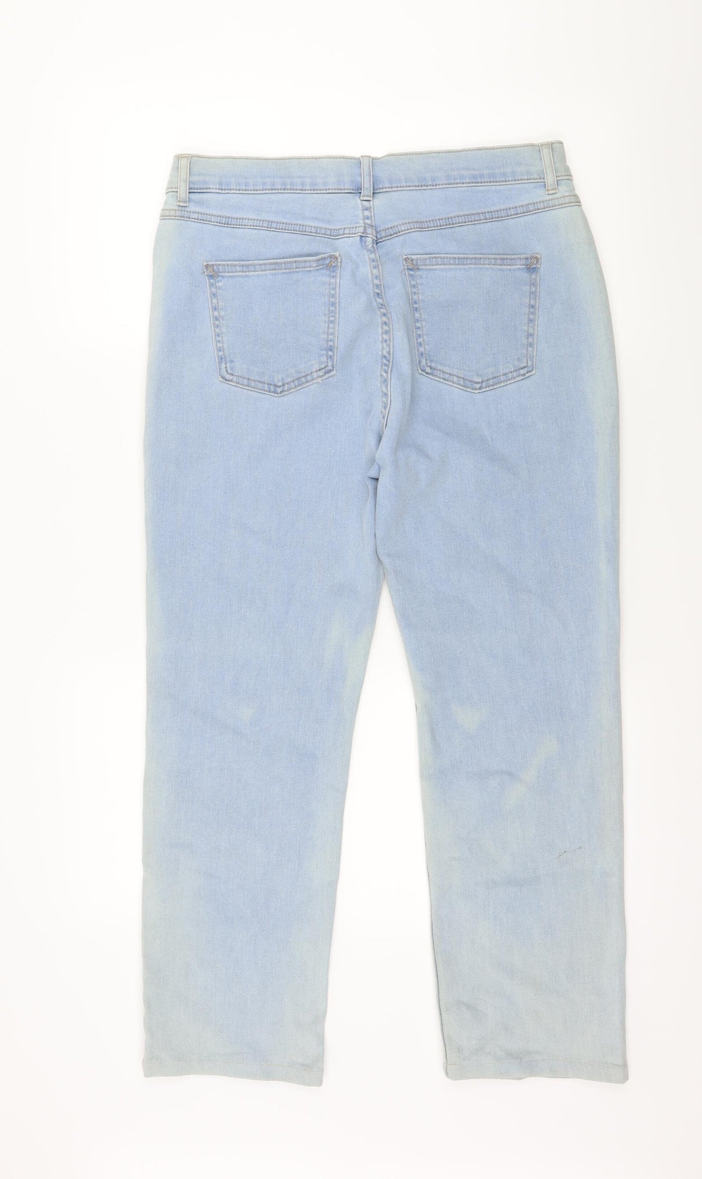 Marks and Spencer Womens Blue  Denim Straight Jeans Size 12 L25 in - Washed Out