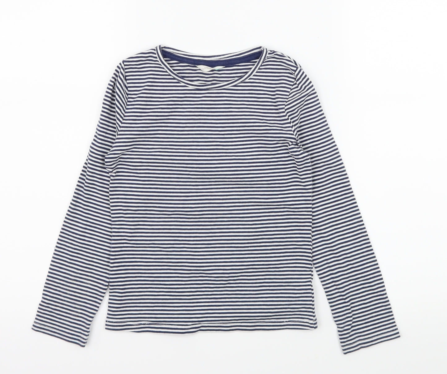 George Girls Blue Striped Jersey Basic T-Shirt Size 6 Years