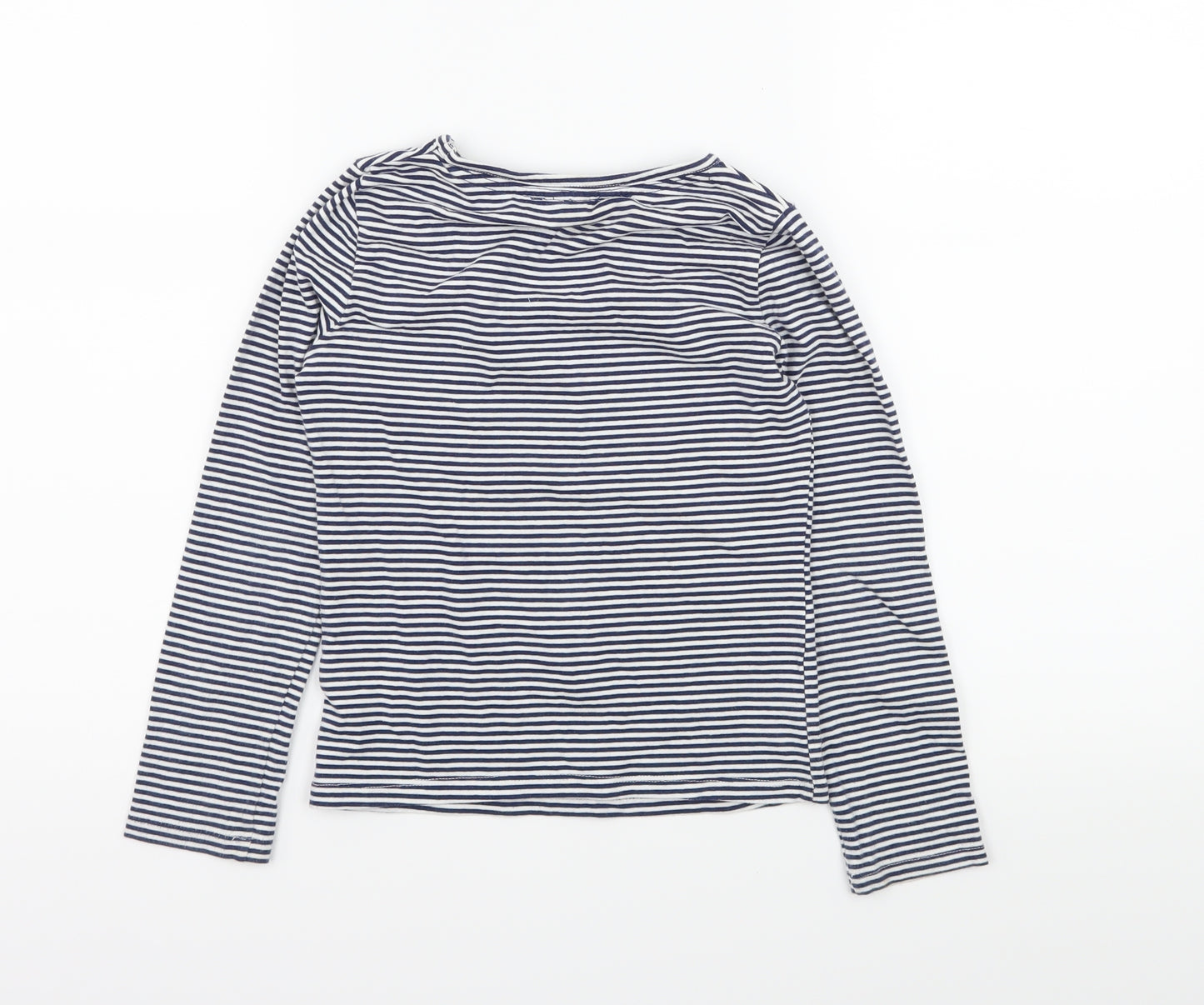 George Girls Blue Striped Jersey Basic T-Shirt Size 6 Years