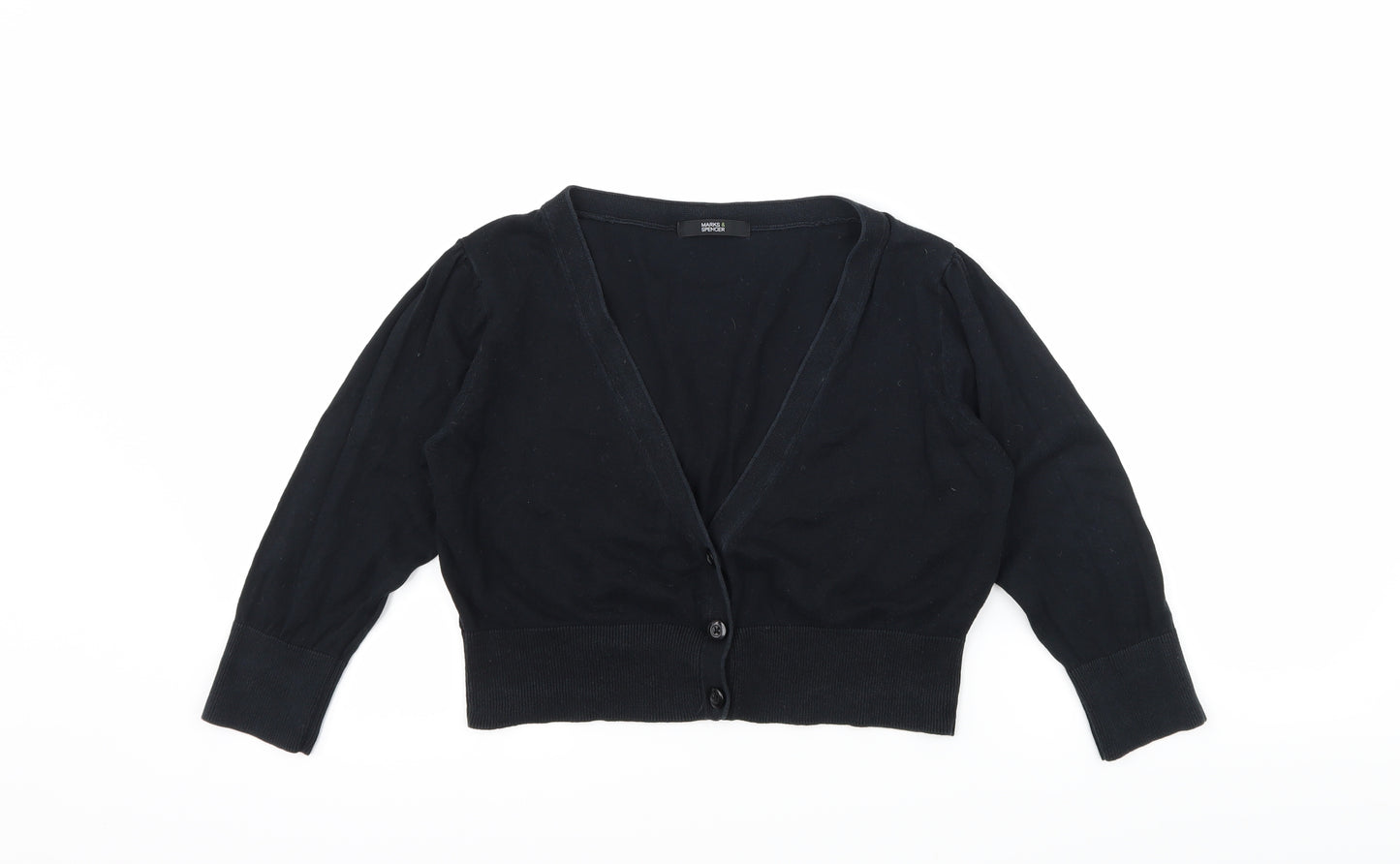 Marks and Spencer Womens Black  Knit Cardigan Jumper Size 12