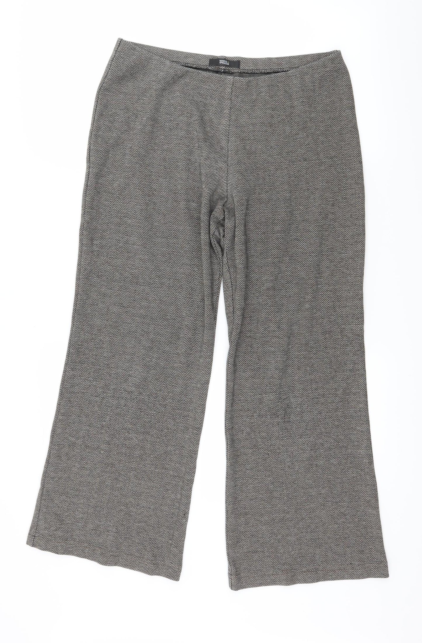 Marks and Spencer Womens Brown Herringbone Jersey Trousers  Size 32 L25 in