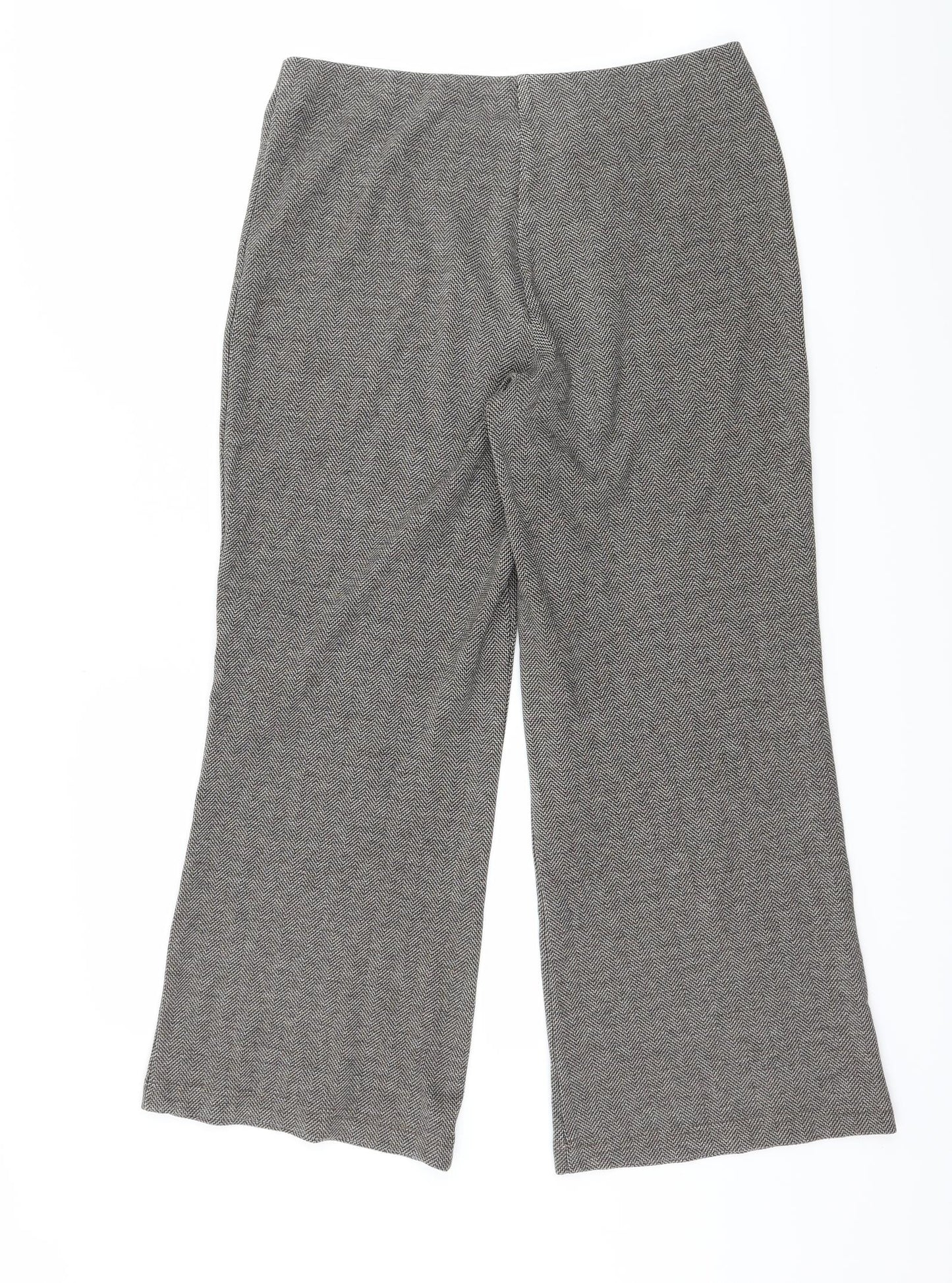 Marks and Spencer Womens Brown Herringbone Jersey Trousers  Size 32 L25 in
