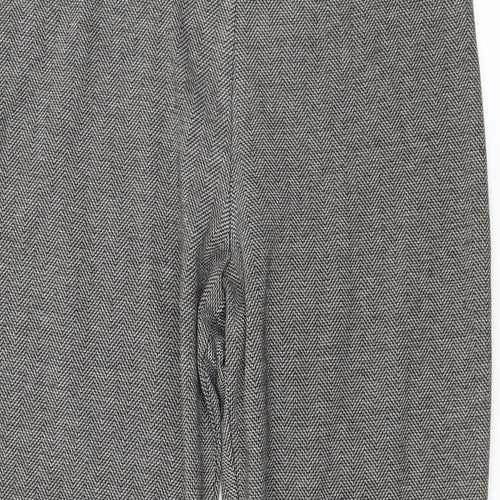 Marks and Spencer Womens Brown Herringbone Jersey Trousers  Size 32 L25 in