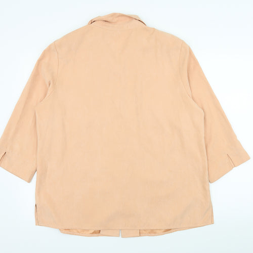 Preworn Womens Orange  Velour Basic Button-Up Size 18