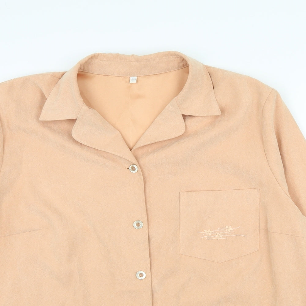 Preworn Womens Orange  Velour Basic Button-Up Size 18