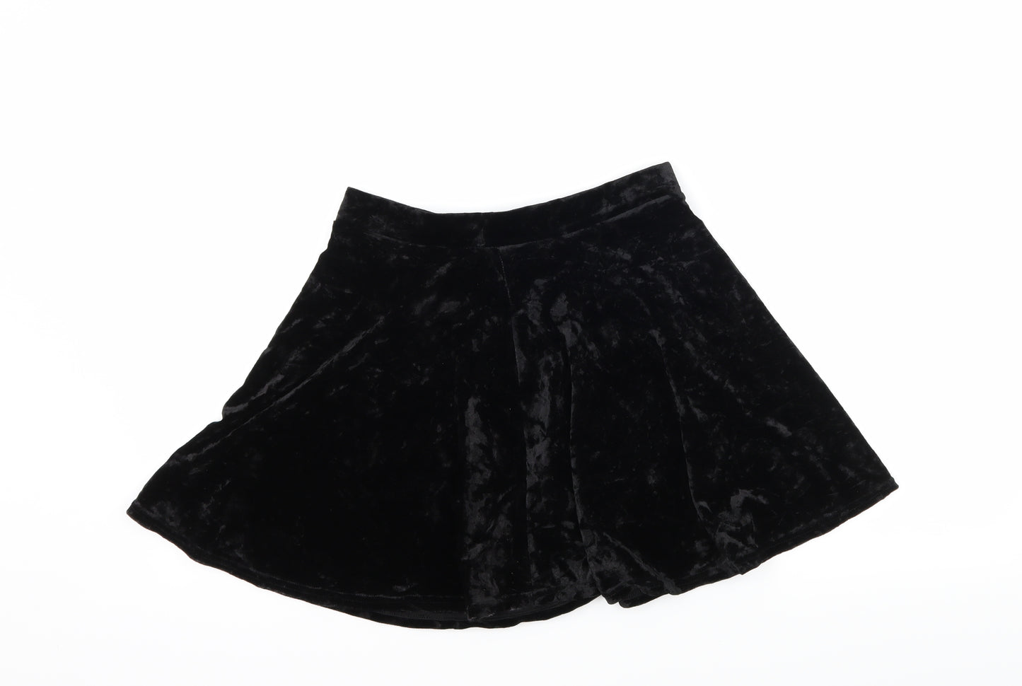 Topshop Womens Black  Velvet Flare Skirt Size 6