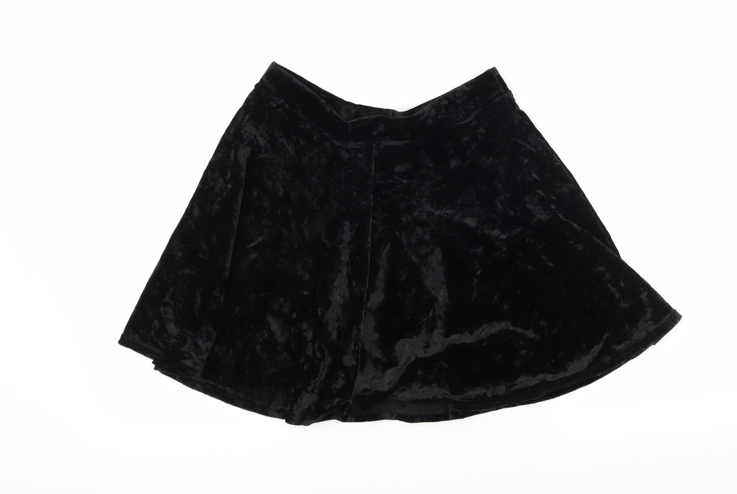 Topshop Womens Black  Velvet Flare Skirt Size 6