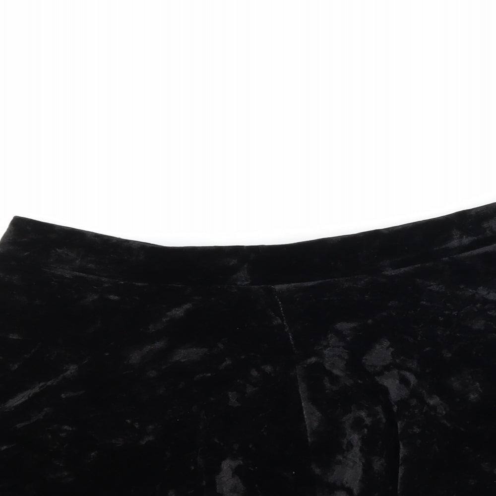 Topshop Womens Black  Velvet Flare Skirt Size 6
