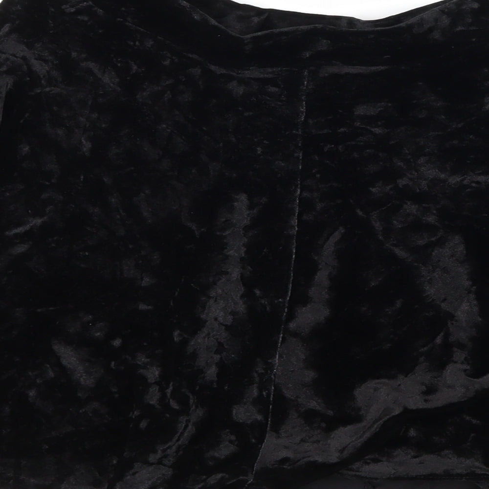 Topshop Womens Black  Velvet Flare Skirt Size 6