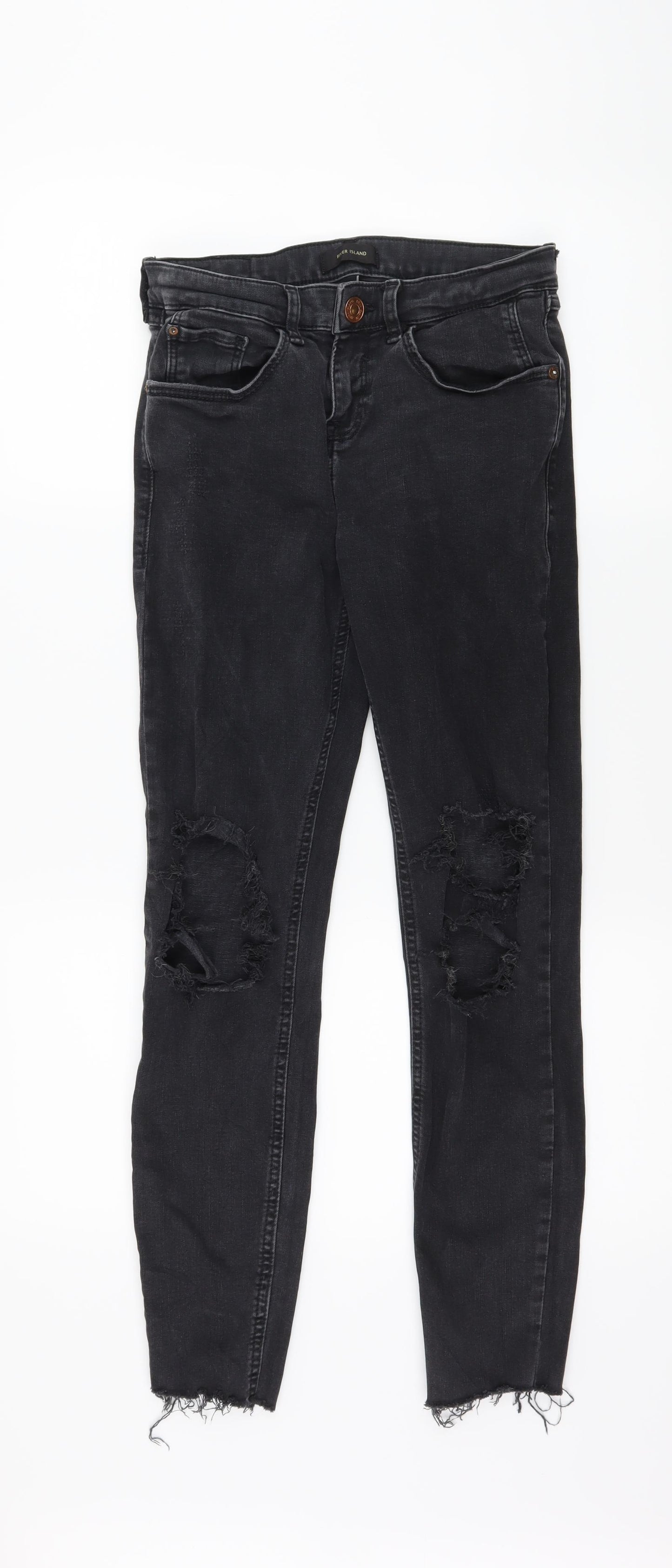 River Island Womens Black  Denim Skinny Jeans Size 10 L27 in