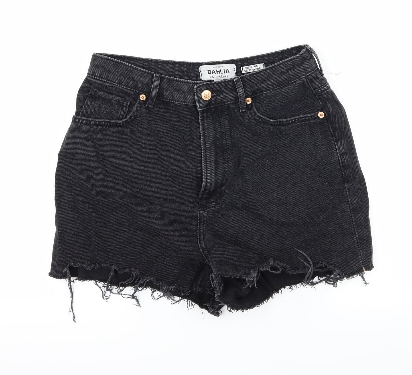 New Look Womens Black  Denim Hot Pants Shorts Size 12