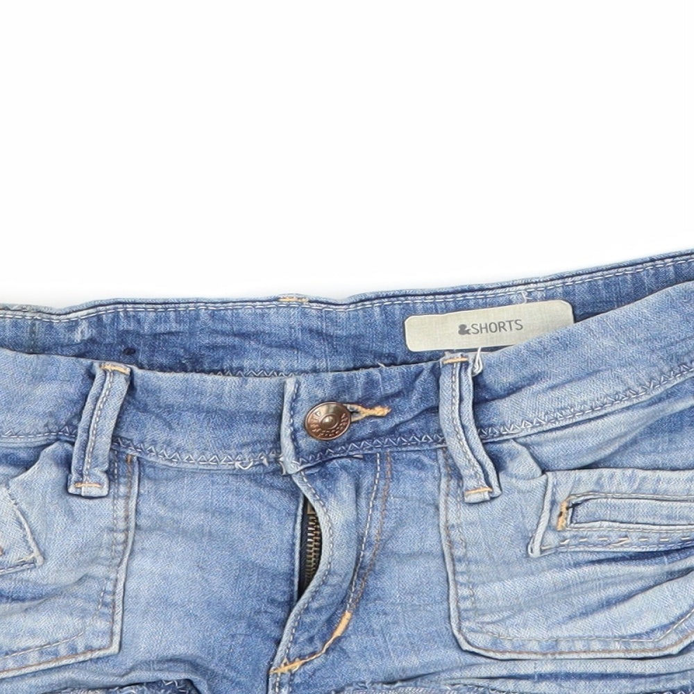 H&M Womens Blue  Denim Hot Pants Shorts Size 6
